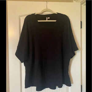 Cato Black Cotton Short Sleeve Top